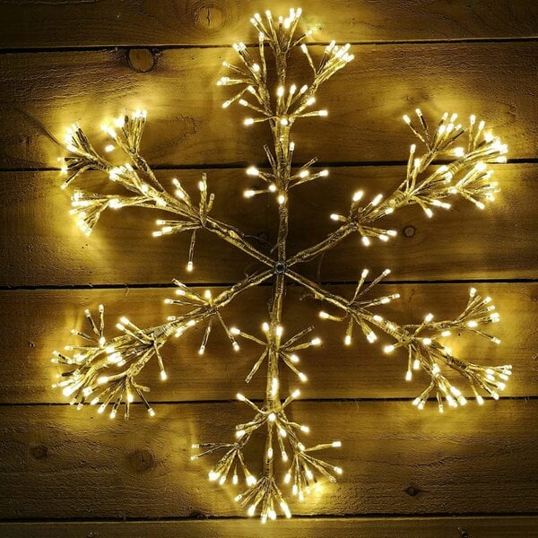 Samuel Alexander 60cm Gold Starburst Snowflake Wall Window Decoration with 300 Warm White LEDs