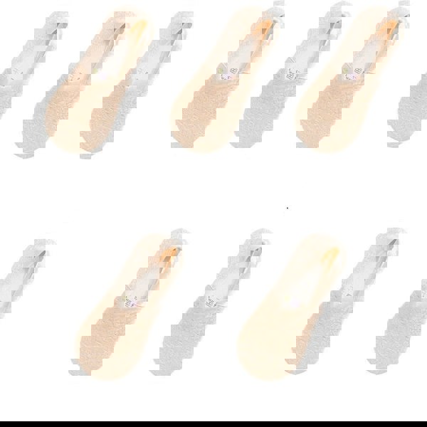 Anysox 5 Pairs Size 5-9 Fashion Socks Lace Flower Style Breathable Antiskid Invisible Ankle Socks for Women Beige