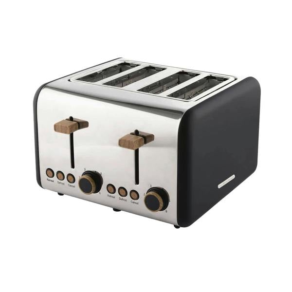 Hamilton Beach Scandi 4 Slice Toaster - Matte Black with Wood Effect