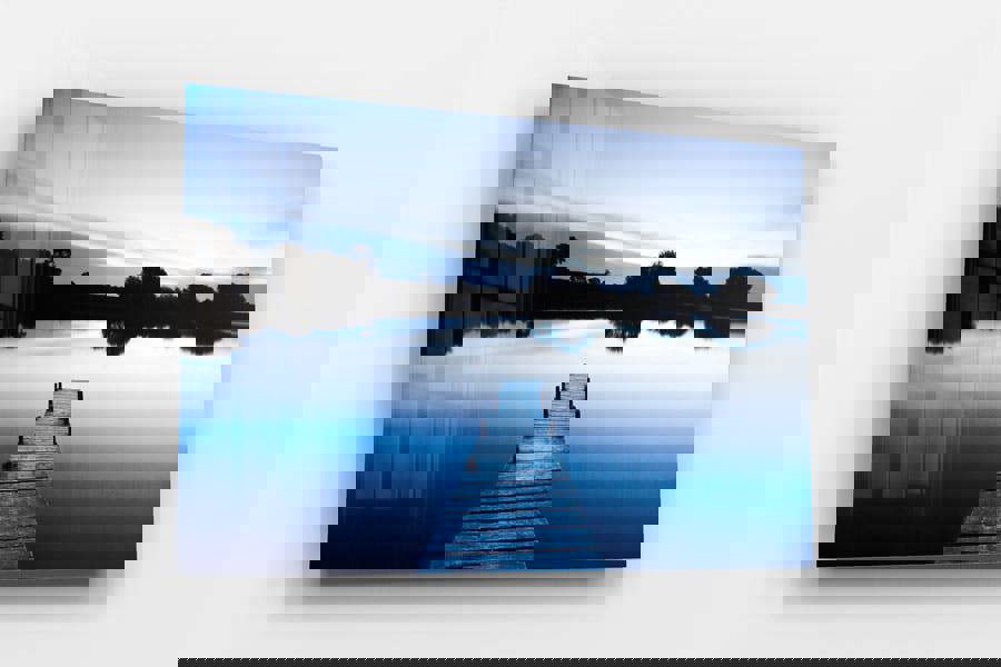 glossy acrylic print of relaxing lake landscape