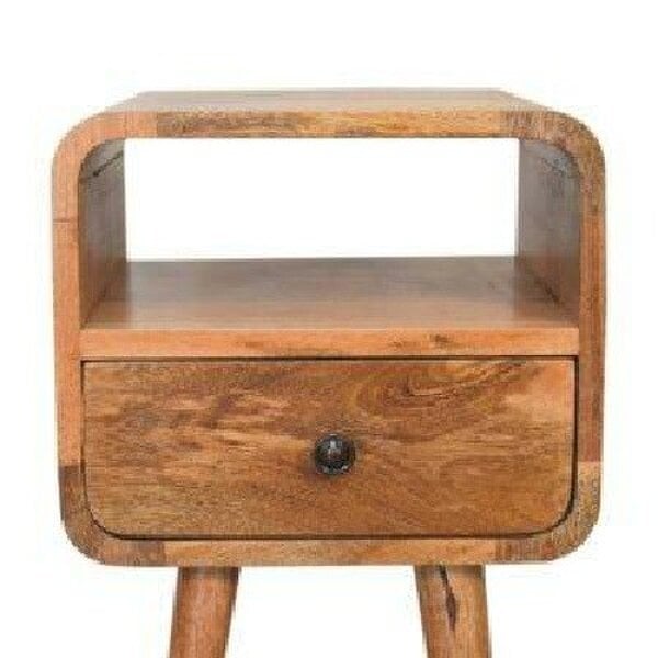 Wyld Haus Trento Mini Oak Mango Wood Curve Open Bedside Table