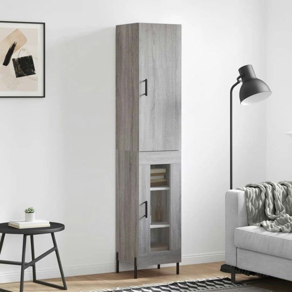 Berkfield Highboard Grey Sonoma 34.5x34x180 cm Engineered Wood