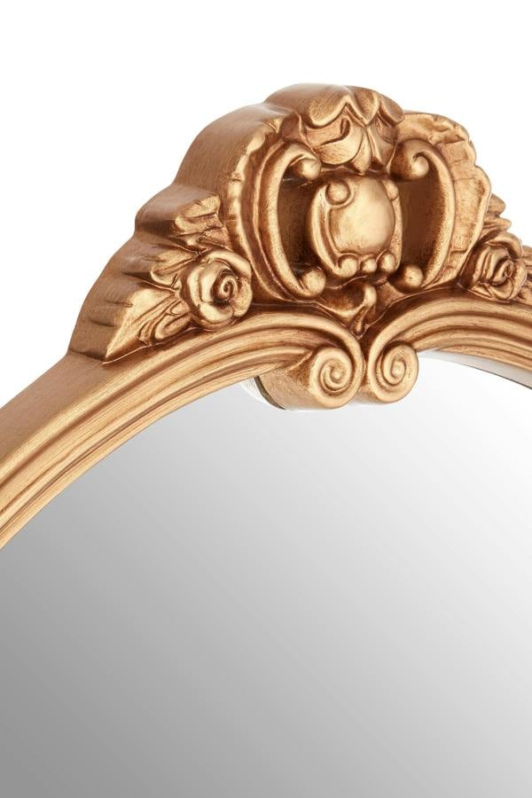Interiors by Premier Tina Gold Finish Round Acanthus Leaf Wall Mirror