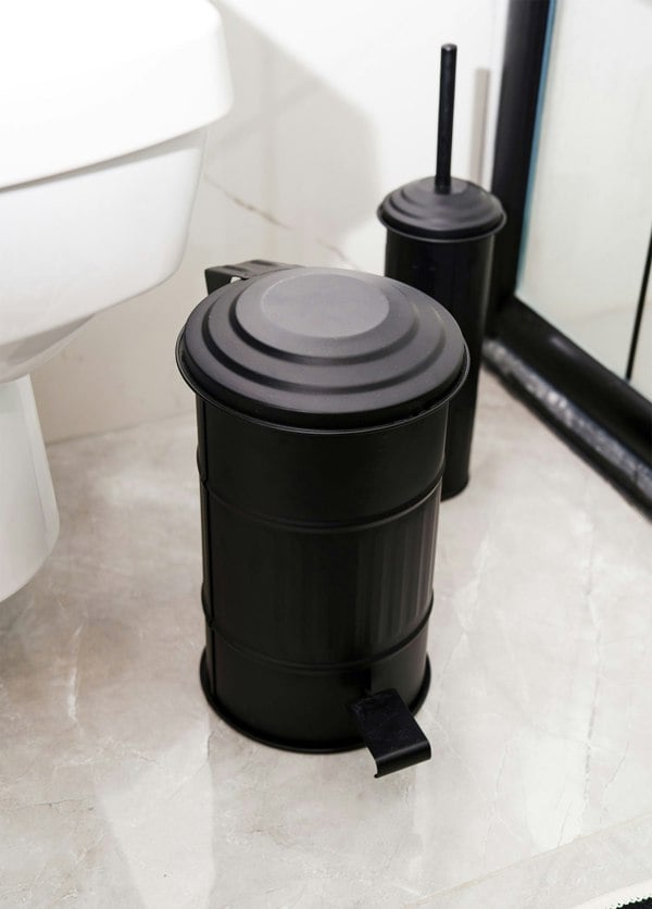 Rozi Black Step On Bathroom Rubbish Bin (5 Litres)