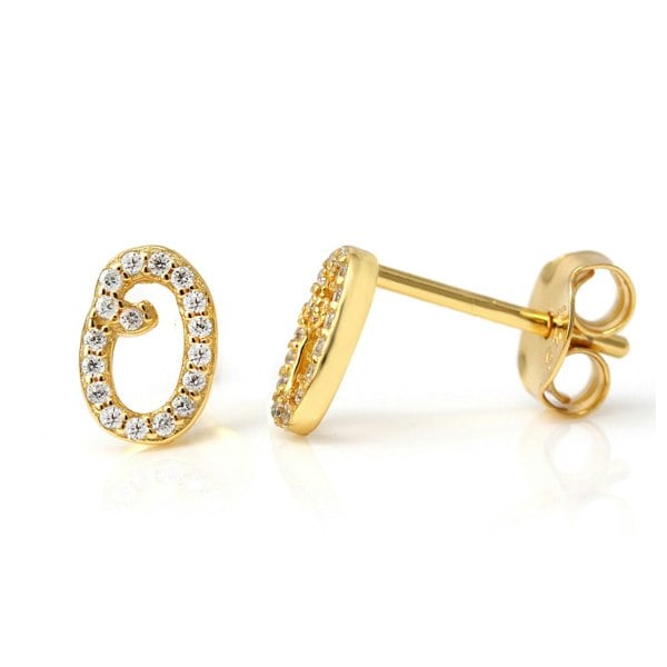 Say It With Luxe CZ Initial Earrings - Yellow Gold Plated