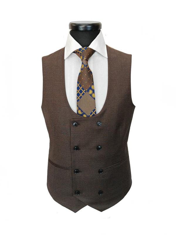 Brown 3-Piece Wool Blend Suit