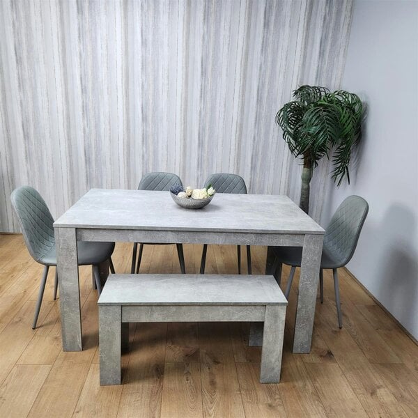 Kosy Koala Wooden Rectangle Dining Table Sets with Set of 4 Chairs, a Bench, Grey