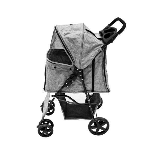 Monstershop Pet Stroller with Rain Cover - Woven Grey