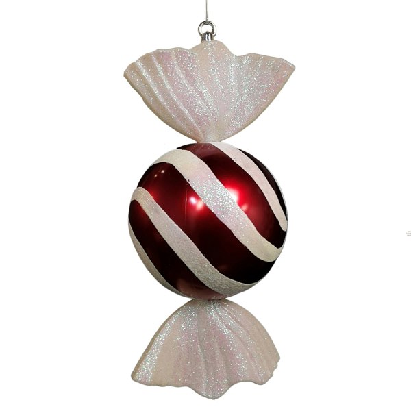Samuel Alexander 50cm Red and White Stripe Hanging Christmas Candy Bauble Decoration