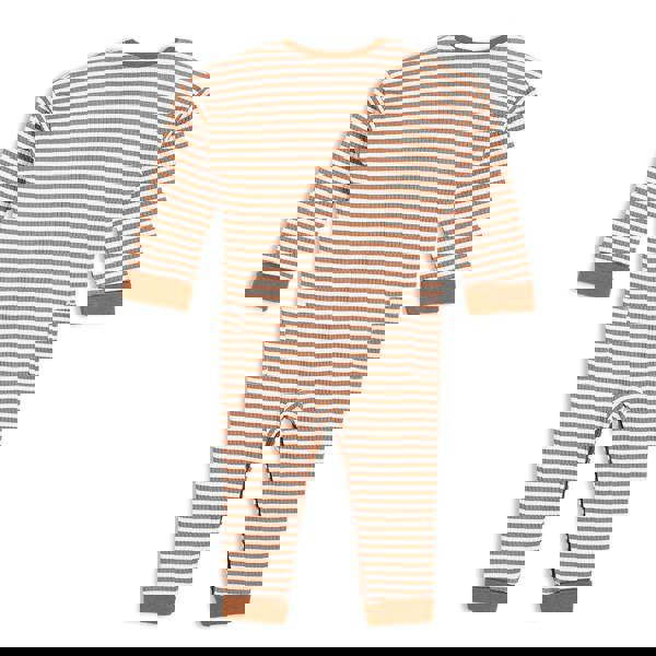 Baby Unisex Striped Romper, Brown - Minicuddles