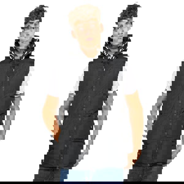 Crosshatch Mens Sandbox Hooded Gilet - Black - 