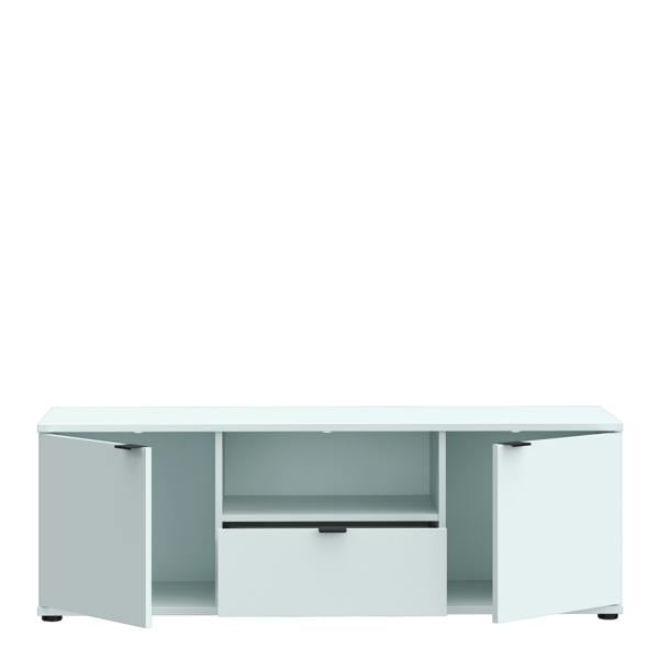 Furniture To Go Ganymede Wide TV Unit with Open Shelf, Drawer & 2 Doors in Light Grey