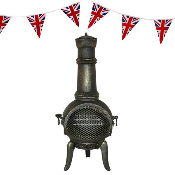 Monstershop Cast Iron Chimenea & Union Jack Bunting