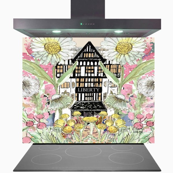 Claire Louise - Designer Liberty In Full Bloom Glass Kitchen Splashback