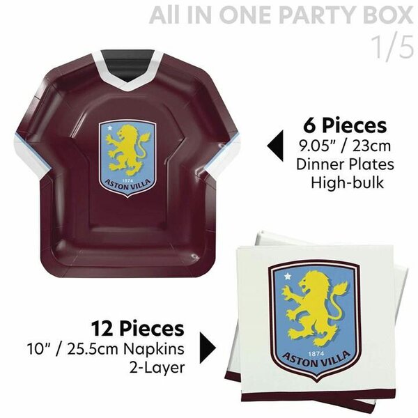 Aston Villa FC All in One Party Box Set, Kitchen Accessories, Sports, Gift