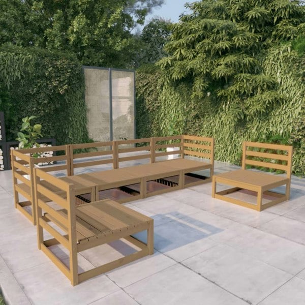 Berkfield 6 Piece Garden Lounge Set Honey Brown Solid Pinewood