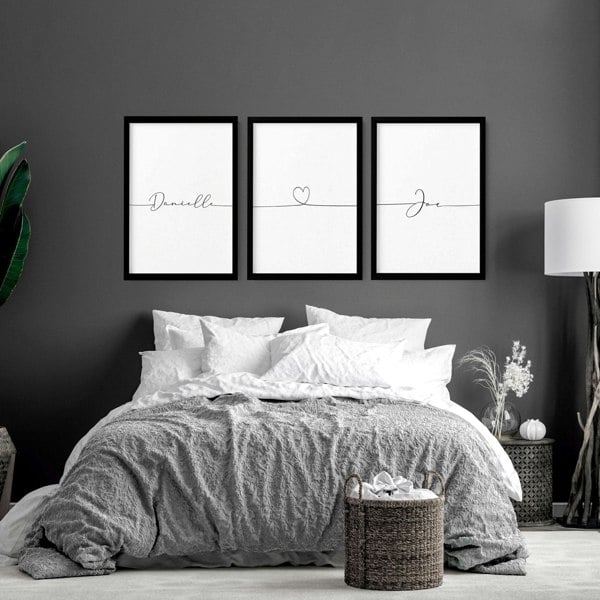 Customized valentines gift | set of 3 Bedroom wall art