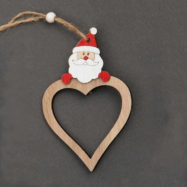 Wooden Heart Shape Hanging Christmas Decorations, 3 Piece Set with Twine String image 8