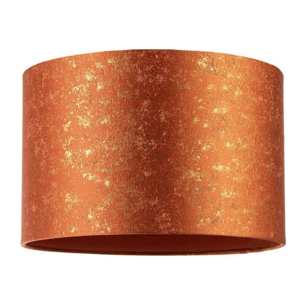 Rustic Orange Jacquard Fabric Lamp Shade with Gold Foil Fleck Accents Image 1