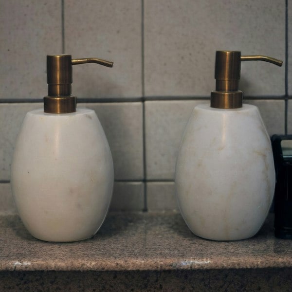 Artisan Furniture White Marble Soap Dispenser of 2