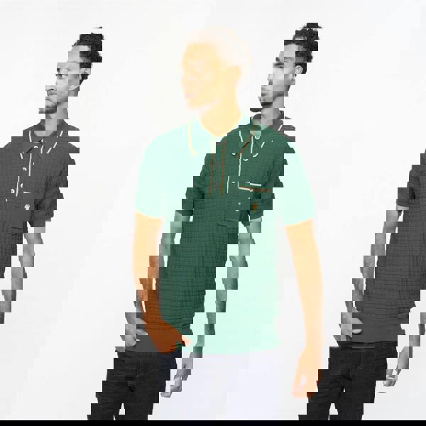 Gabicci V55GM28 Mens Roy Short Sleeve Archive Knitted Three Button Polo Gabicci Vintage - IVY