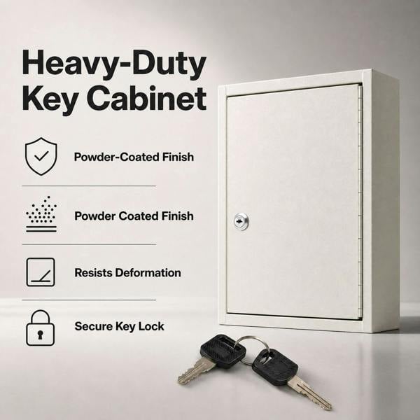 Levede Key Safe Cabinet 42-Key Steel Wall Mounted Lock Box With Labels White