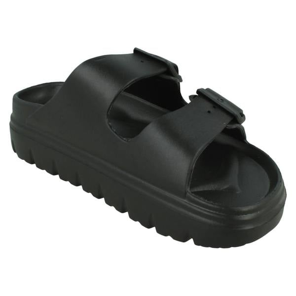 Spot On Ladies Spot On Casual Buckle Detail Sliders Sandals F12101