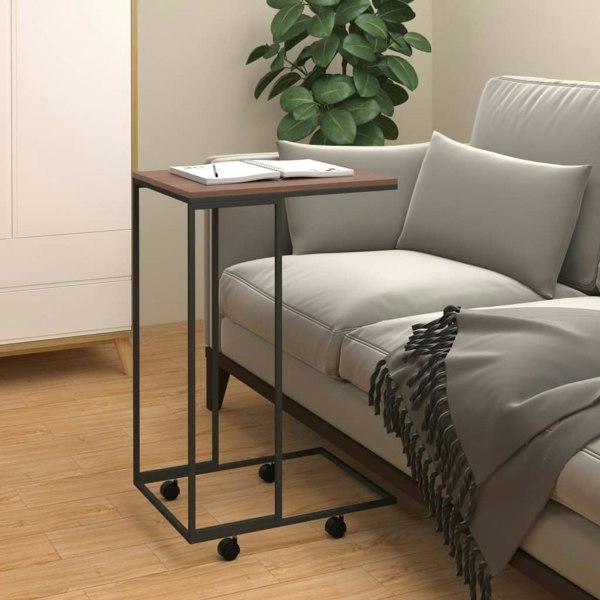 Berkfield Side Table with Wheels Black 40x30x63.5 cm Engineered Wood