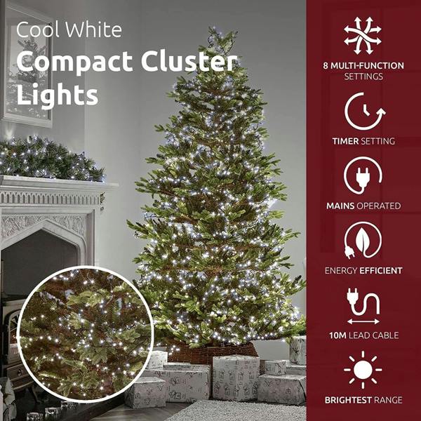 Cool White Compact LED Christmas String Lights with Green Cable, 8 Effects, Auto Memory and Timer image 9