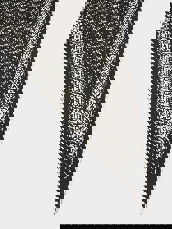 GWD Geometric Printed Diamond Black Silk Scarf