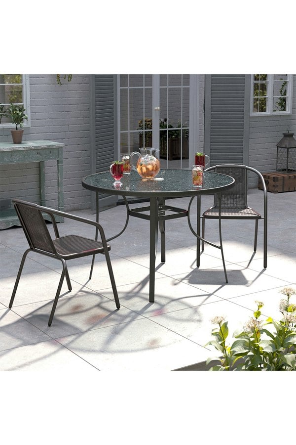 Living and Home 2 Person Patio Garden Dining Set With Umbrella
