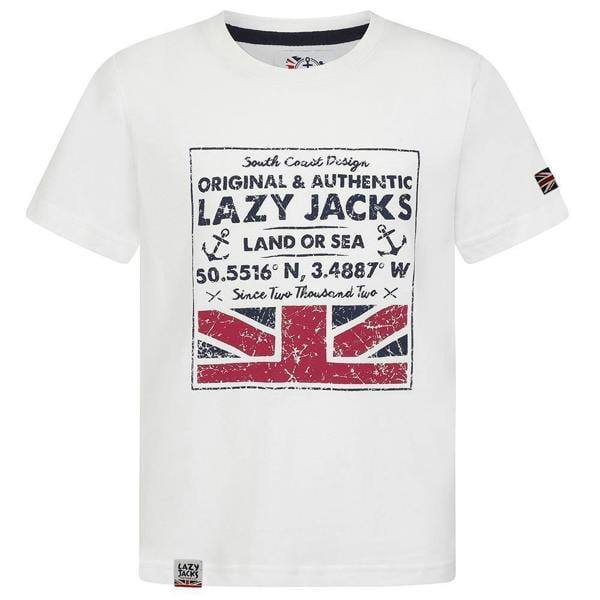 Lazy Jacks Boys Printed Cotton T-Shirt - White