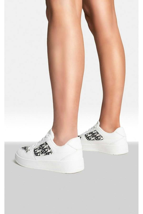 Raina Lace Up Platform Trainers - White