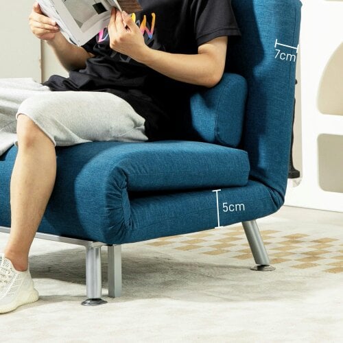 Wyld Haus Lavili Keno Linen Look Blue Single Sleeper Chair