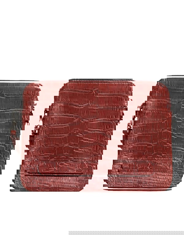 Luxurious Croc Leather Briefcase with Logo Plaque