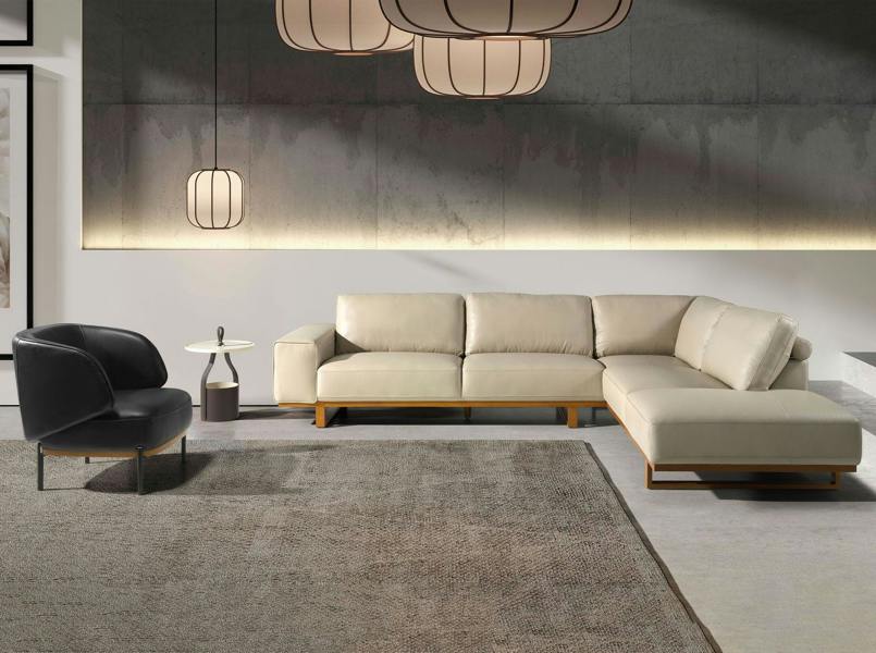 Angel Cerdá Corner sofa in sand leather 6203/6204