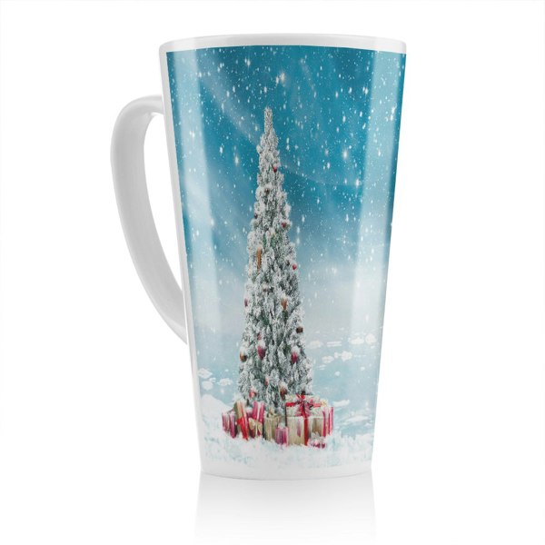 Benjamin Tate Design Beautiful Decorated Snowed In Christmas Tree Dining Latte Mug