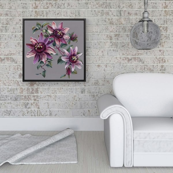 Warren Reed Purple Passion Flowers Framed Canvas