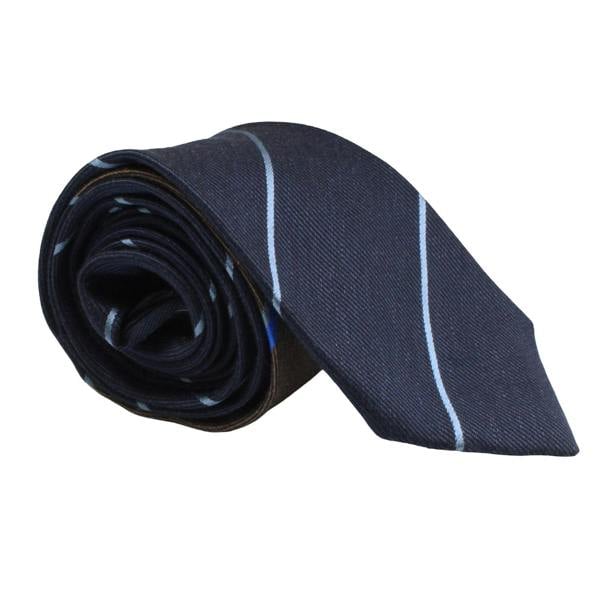 Dunhill luxurious wool and silk blend tie in a block stripe pattern