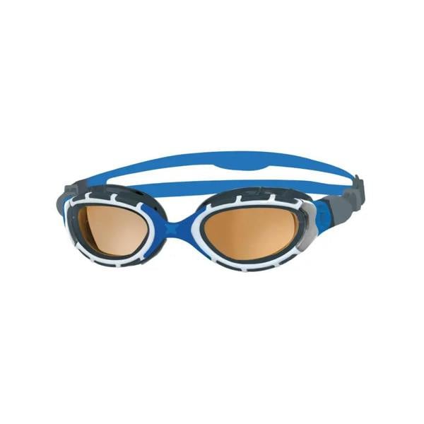Zoggs Predator Flex Polarized Ultra blue black goggles with gold lenses