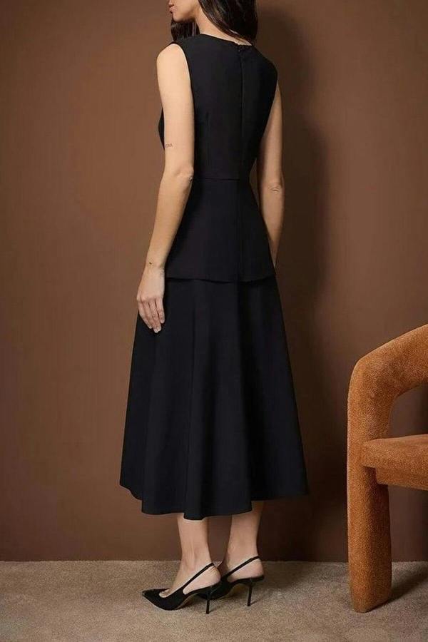 WOVCOR Midi Stretchy Woven Dress