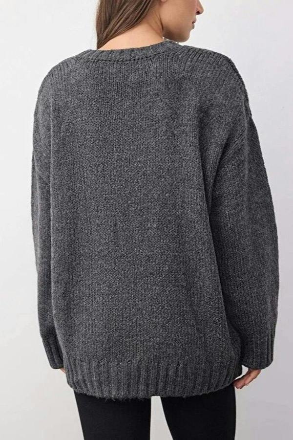 WOVCOR Soft-Textured Oversize Basic Knit Sweater