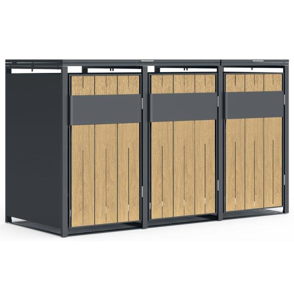 Phoenix Safe Phoenix GB3300AW Outdoor Triple Wheelie Bin Store for 3 x 240L Bins in Oak Effect