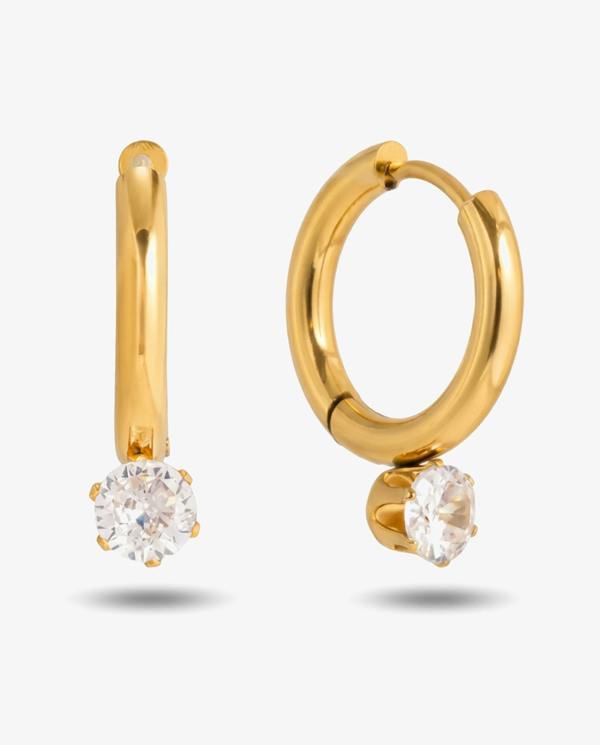 Elk & Bloom 14k Gold Gemstone Droplet Huggie Hoops