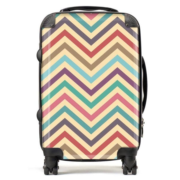 Warren Reed Geometric Vintage Colored Chevron Pattern Suitcase