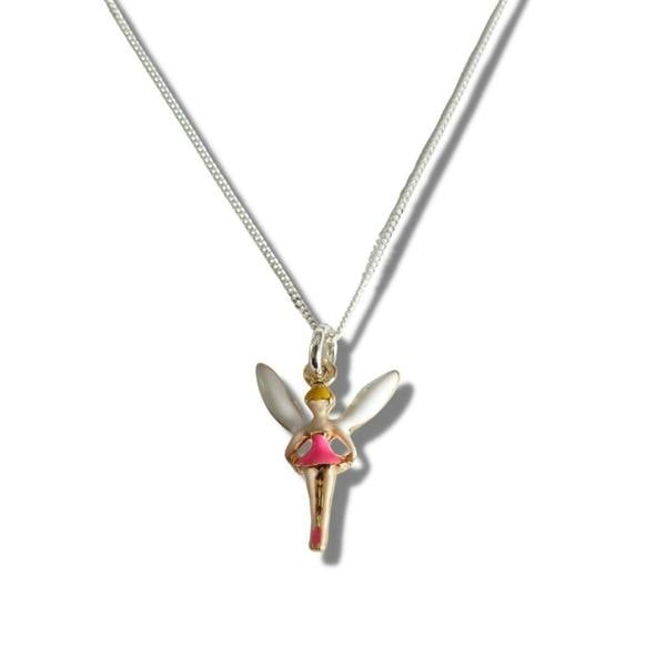 Aye Do Gifts Girls Pink Fairy Silver Necklace