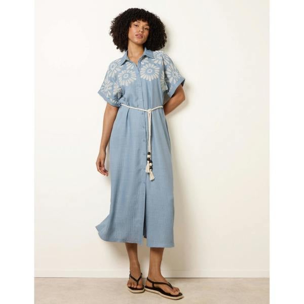 Blue Vanilla Floral Cutwork Embroidery Dress