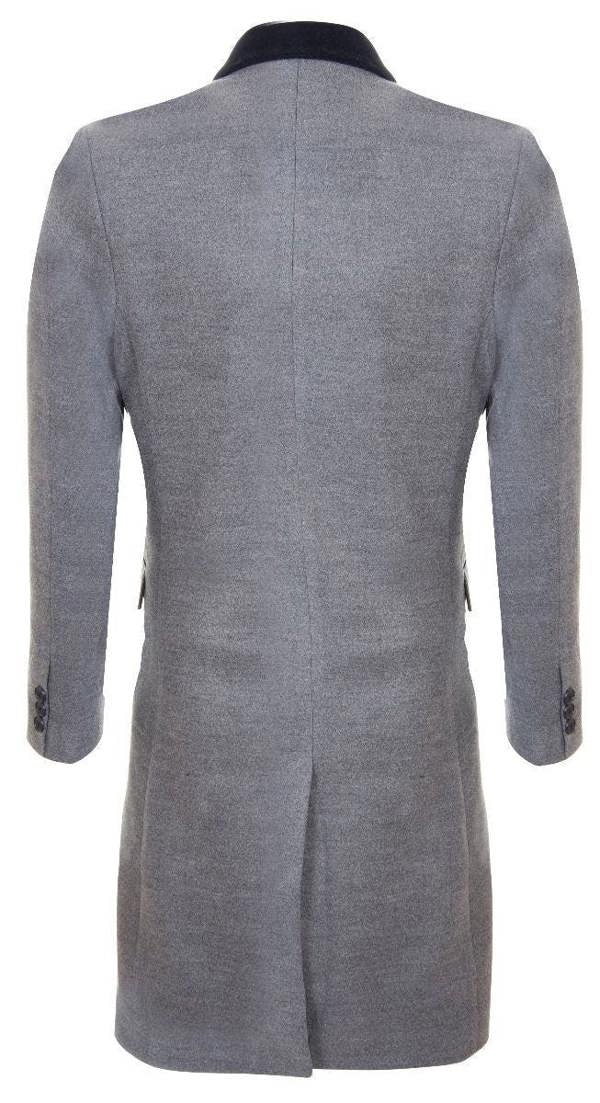 TruClothing Mens 3/4 Long Double Breasted Grey Overcoat Wool Coat Peaky Blinders