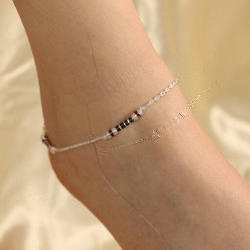 The Colourful Aura Black Red Enamel Pipe Silver Plated Asian Indian Payal Anklet