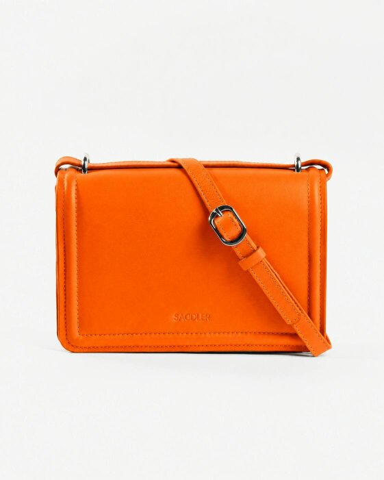 SADDLER "Kate" Leather Flapover Handbag - Dual  Function Strap,  Phone Pocket - RFID Protected - Orange